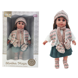 SŁODKA MAJA LALKA Z KAMIZELKĄ SZALIKIEM W RĘKAWICZKACH ZABAWKA DLA DZIECI