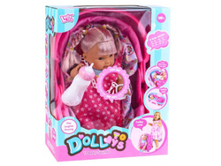 LALKA BOBAS + NOSIDEŁKO z włosami gaworzy siusia