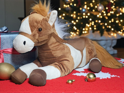 PLUSZOWY KONIK MASKOTKA PRZYTULANKA LEŻĄCY 50CM PREZENT DLA DZIECI PLUSZAK