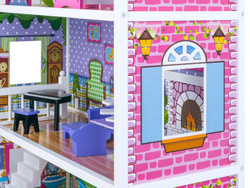 DUŻY Drewniany domek dla LALEK meble ZA2122