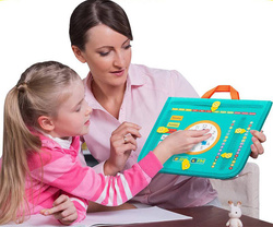 TABLICA MANIPULACYJNA Z ZEGAREM WALIZKA do nauki