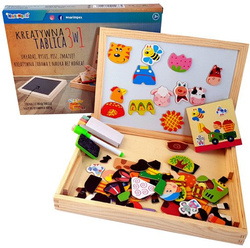TABLICA DLA DZIECI MAGNETYCZNA KREDOWA 3w1 UKŁADANKA DREWNIANA PUZZLE FARMA