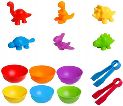 Gra DINOZAURY DO NAUKI KOLORÓW I LICZENIA Zestaw