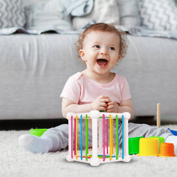 KOSTKA ZRĘCZNOŚCIOWA KLOCKI SENSORYCZNE WIEŻA GRA ZABAWKA DLA MAŁYCH DZIECI