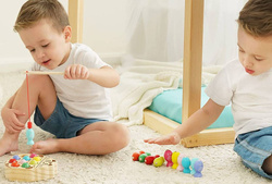 Drewniane Gra Łowienie Rybek KOTEK Klocki MAGNESY