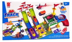 Klocki konstrukcyjne ZESTAW TOR PARKING WYRZUTNIA DLA AUTA +4 AUTKA