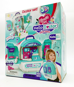 LEKARZ dla lalek MAŁY DOKTOR zestaw lekarski do zabawy plecak DOMEK z LALKA