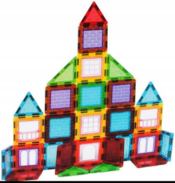 KLOCKI MAGNETYCZNE 3D KONSTRUKCYJNE EDUKACYJNE DUŻE 70EL UKŁADANKA MAGNETIC
