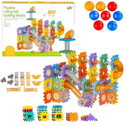 KLOCKI KONSTRUKCYJNE UKŁADANKA TOR KULKOWY kulki wafle Marble