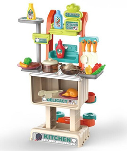 KUCHNIA GARNKI WÓZEK NA ZAKUPY DLA DZIECI ZESTAW DO ZABAWY W KUCHNIE SKLEP