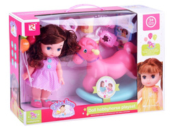 Urocza Lalka BOBAS KOŃ KONIK NA BIEGUNACH zestaw grzechotki z zabawkami