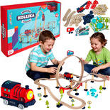 KOLEJKA ELEKTRYCZNA I ZESTAW TORÓW Z PĘTLĄ DŹWIĘKOWA ZABAWKA NA BATERIE AAA