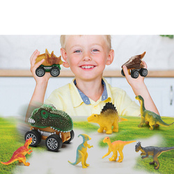 CIĘŻARÓWKA ZESTAW TIR z AUTKAMI i WYRZUTNIA Auto dinozaury laweta Zabawka