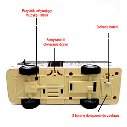 Interaktywny Autobus Szkolny Wakacyjny ZABAWKA AUTO Dźwięk Świata LED Napęd