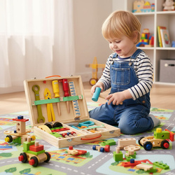 DREWNIANY ZESTAW NARZĘDZIA DLA MAJSTERKOWICZA WARSZTAT SKRZYNKA WALIZKA 35e