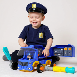 AUTO POLICJA RADIOWÓZ DO SKRĘCANIA FIGURKA KIEROWCY ŚRUBOKRĘTY ŚWIATŁO DŹW.