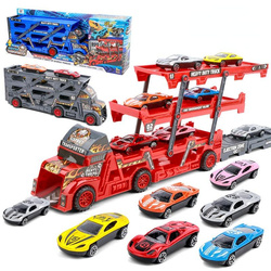 DUŻY TIR laweta CIĘŻARÓWKA rozkładana z 6x auta Wyrzutnia ZESTAW dla dzieci