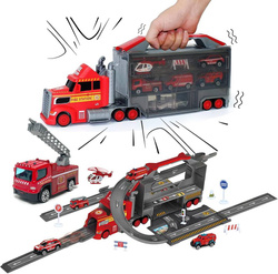 ZESTAW CIĘŻARÓWKA PARKING TOR JAZDY GARAŻ DLA DZIECI +5 AUTKA STRAŻ ZABAWKA