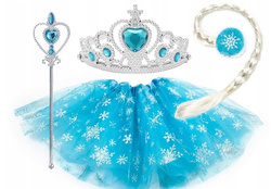 STRÓJ KSIĘŻNICZKI 4W1 WARKOCZ SPÓDNICZKA KORONA RÓŻDŻKA KOSTIUM