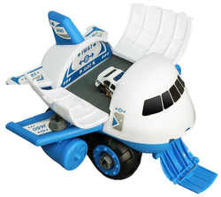 DUZY OTWIERANY SAMOLOT POLICJA do rozkręcania ze zjeżdżalnia dla 4 auta