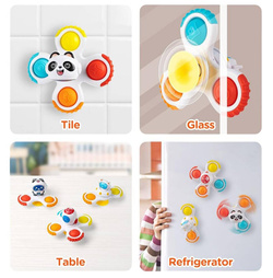 WIRUJĄCE GRZECHOTKI GRYZAKI SPINNERY Z PRZYSSAWKAMI ASTRONAUTA ZESTAW 3 szt