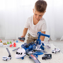 DUŻY SAMOLOT INTERAKTYWNY ROZKŁADANY PARKING DŹWIG POLICJA DLA DZIECI