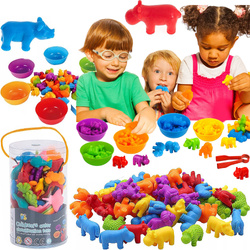 MONTESSORI NAUKA LICZENIA FIGURKI KLOCKI ZWIERZĘTA