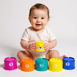 WIEŻA PIRAMIDKA MIŚ KOLOROWE KUBECZKI DO WODY KĄPIELI ZABAWY UKŁADANIA 9sz.