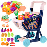 Wózek sklepowy + warzywa owoce do cięcia Zabawa w sklep 36 ele ZA4791
