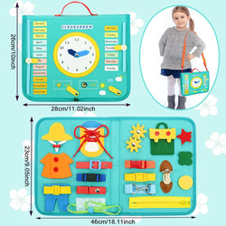 TABLICA MANIPULACYJNA Z ZEGAREM WALIZKA do nauki