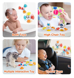 WIRUJĄCE GRZECHOTKI GRYZAKI SPINNERY Z PRZYSSAWKAMI ASTRONAUTA ZESTAW 3 szt