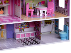 Domek drewniany dla lalek meble światło led DREWNO