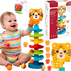 WIEŻA EDUKACYJNA TYGRYSEK ZJEŻDŻALNIA TOR DLA PIŁEK KULEK Z KOSZEM DZIECI