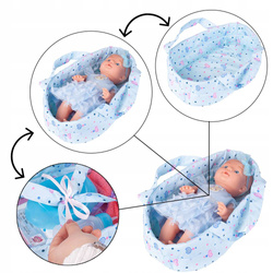 LALKA BOBAS z NOSIDEŁKIEM I NOCNIKIEM W PIĘKNEJ SUKIENCE Z KRÓLICZKIEM!