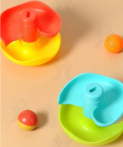 WIEŻA EDUKACYJNA TYGRYSEK ZJEŻDŻALNIA TOR DLA PIŁEK KULEK Z KOSZEM DZIECI