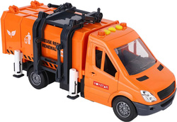 AUTO ŚMIECIARKA CIĘŻARÓWKA Z PODNOSZONYM ŚMIETNIKIEM 2x kosze DRZWI Św/Dźw