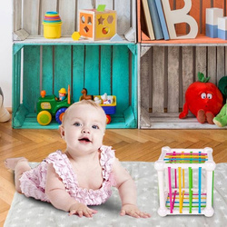 KOSTKA ZRĘCZNOŚCIOWA KLOCKI SENSORYCZNE WIEŻA GRA ZABAWKA DLA MAŁYCH DZIECI