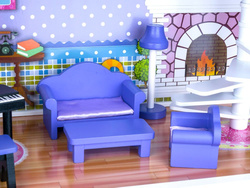 DUŻY Drewniany domek dla LALEK meble ZA2122