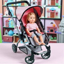 WÓZEK GONDOLA DLA LALEK LALKI GŁĘBOKI SPACEROWY ZABAWKA 2W1 DUŻE KÓŁKA