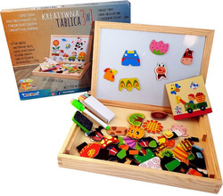 TABLICA DLA DZIECI MAGNETYCZNA KREDOWA 3w1 UKŁADANKA DREWNIANA PUZZLE FARMA