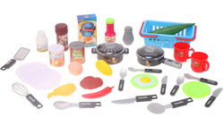 KUCHNIA DLA DZIECI DO ZABAWY INTERAKTYWNA ZLEW ZESTAW KOSZYK GARNKI WARZYWA