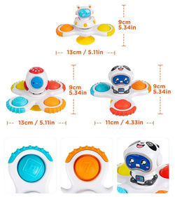 WIRUJĄCE GRZECHOTKI GRYZAKI SPINNERY Z PRZYSSAWKAMI ASTRONAUTA ZESTAW 3 szt