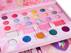 Zestaw do Makijażu Kuferek Kosmetyki Lusterko Szuflady 18 kolorów 5 brokaty