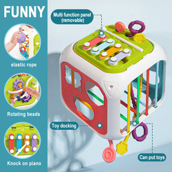 SORTER KSZTAŁTY KOSTKA I KLOCKI ZABAWKA EDUKACYJNA 7W1 DLA DZIECI NIEMOWLĄT