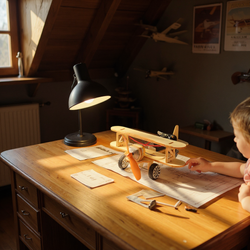 DREWNIANY SAMOLOT MODEL DO SKŁADANIA NA BATERIE SILNIK ZABAWKA DLA DZIECI