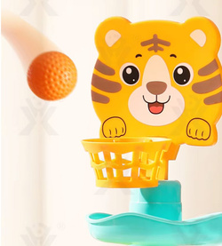 WIEŻA EDUKACYJNA TYGRYSEK ZJEŻDŻALNIA TOR DLA PIŁEK KULEK Z KOSZEM DZIECI