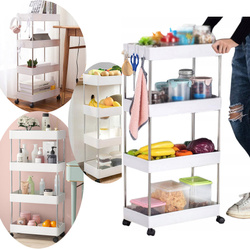 PÓŁKA ŁAZIENKOWA KUCHENNA SZAFKA NA KÓŁKACH REGAŁ 4 POZIOMOWY Z HACZYKAMI