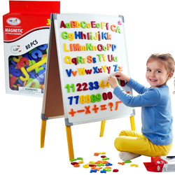 LITERKI CYFERKI MAGNETYCZNE NA TABLICĘ MAGNESY W PUDEŁKU DO NAUKI ZABAWY 80