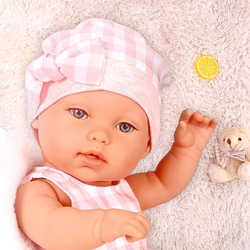 LALKA BOBAS NIEMOWLAK W SUKIENCE NOSIDEŁKU Z MASKOTKA KRÓLIK NA PREZENT