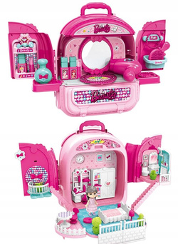 Toaletka Zestaw Piękności i Domek dla Lalki w Walizce PLECAK Zabawka Dzieci